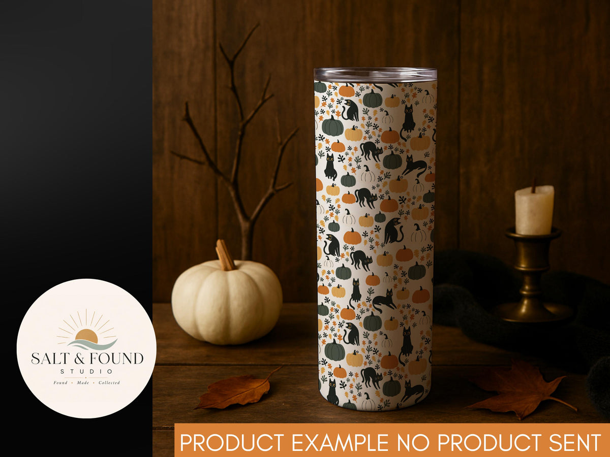 Halloween Black Cat & Pumpkin Seamless Pattern