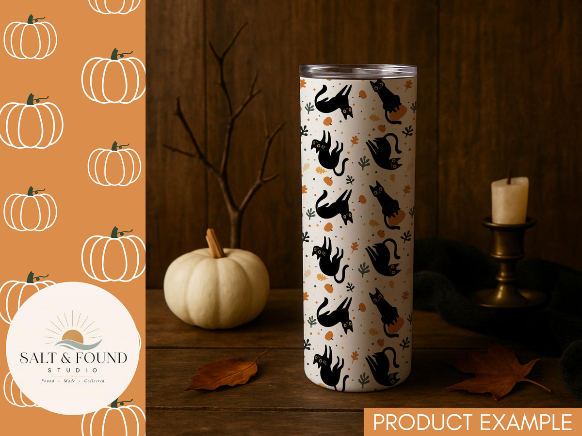 Black Cats & Pumpkins Halloween Seamless Pattern