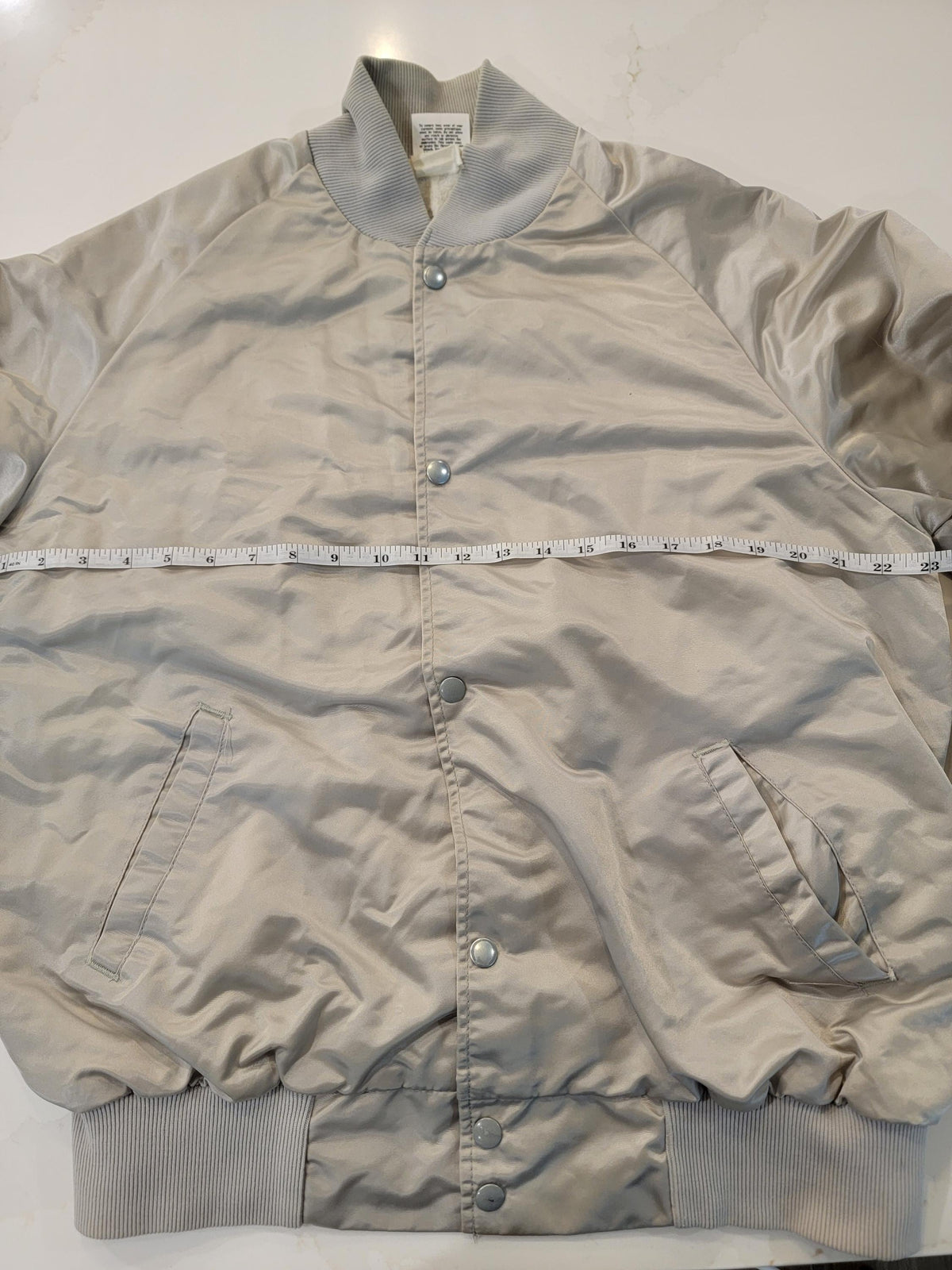 Vintage Bass Fishing Jacket Light Gray Satin Bomber