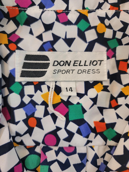 Vintage 1970s Don Elliot Sport Dress Geometric Print