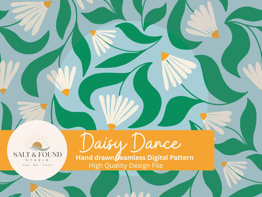Hand Drawn Daisy Seamless Pattern