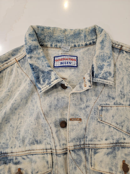 Vintage 90s Generation Blues Denim Jacket Acid Wash Trucker Jean Jacket Unisex Large