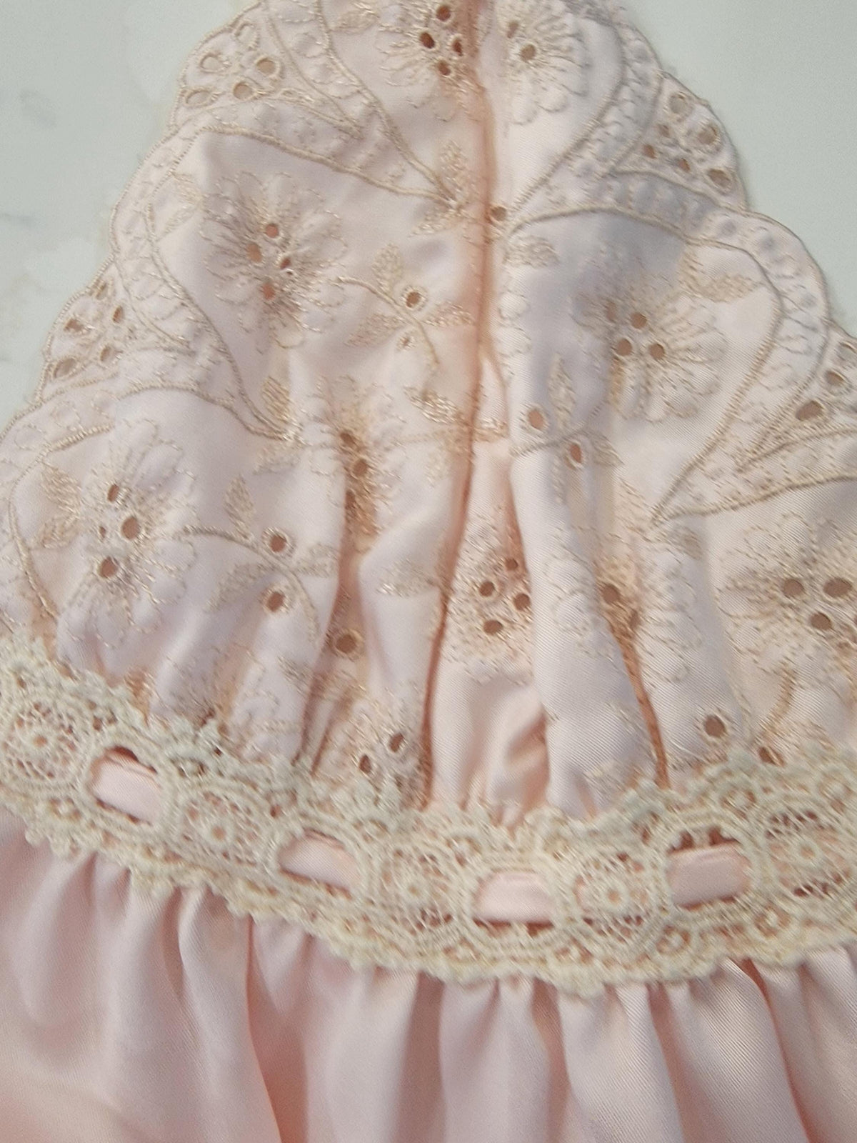 Vintage Pastel Pink Lace Maxi Nightgown - Elegant Empire Waist Slip Dress with Floral Sheer Lace Bust - Coquette Romantic Sleepwear Lingerie