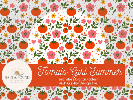 Tomato Girl Summer Seamless Pattern