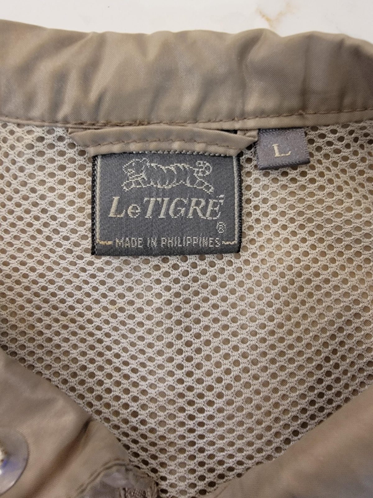 Vintage 1980s Le Tigre Jacket Khaki Windbreaker Mens Large