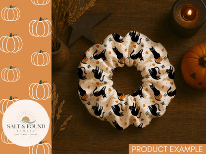 Black Cats & Pumpkins Halloween Seamless Pattern
