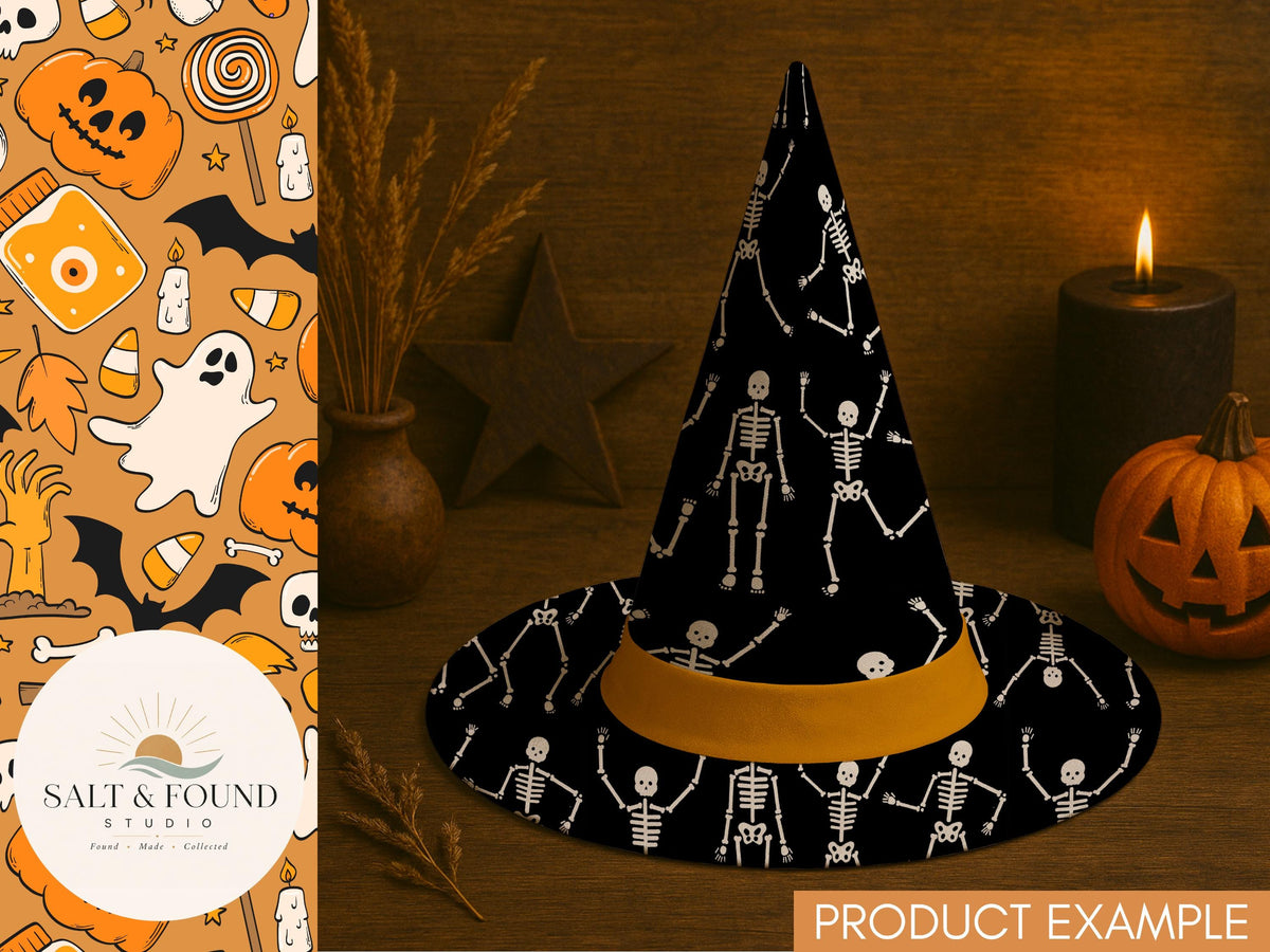Halloween Skeleton Dance Seamless Pattern
