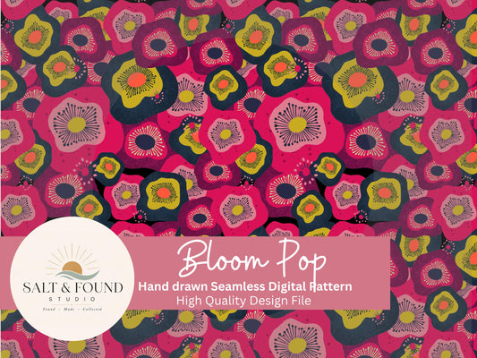 Bloom Pop Whimsical Retro Floral Seamless Pattern
