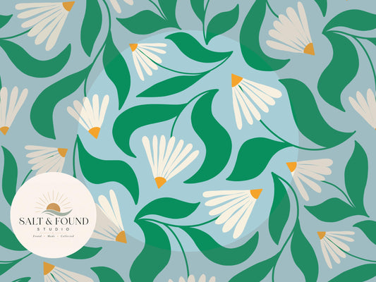 Hand Drawn Daisy Seamless Pattern