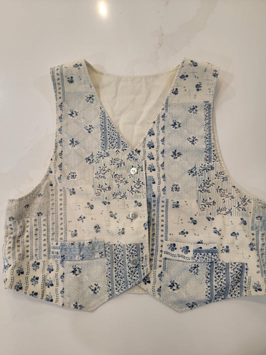 True Vintage 1980 Handmade Ivory Patchwork Corduroy Vest