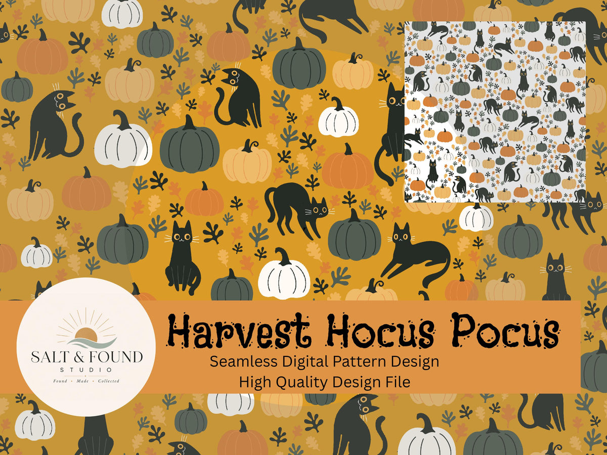 Halloween Black Cat & Pumpkin Seamless Pattern