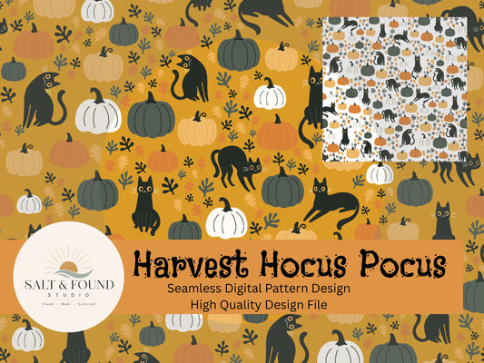 Halloween Black Cat & Pumpkin Seamless Pattern