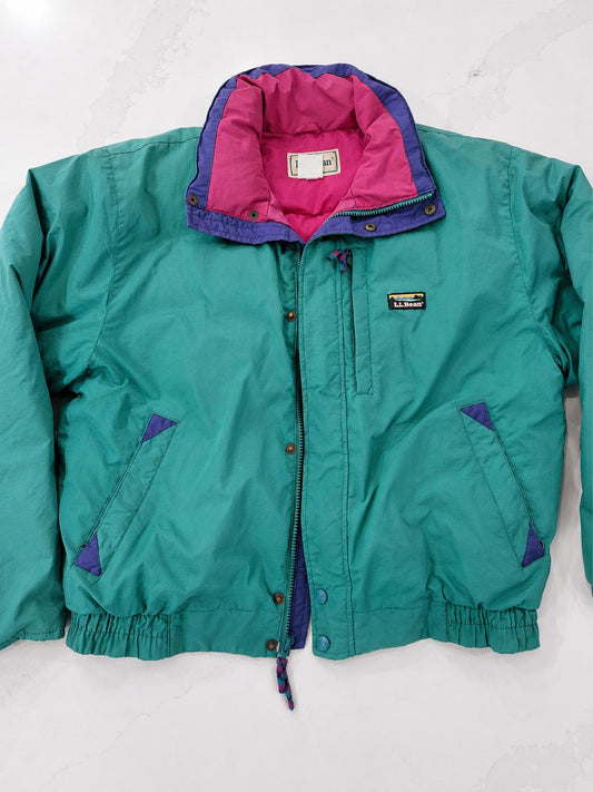 Vintage 90s LL Bean Teal Colorblock Ski Jacket Men's Medium