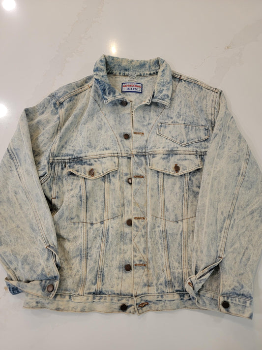 Vintage 90s Generation Blues Denim Jacket Acid Wash Trucker Jean Jacket Unisex Large