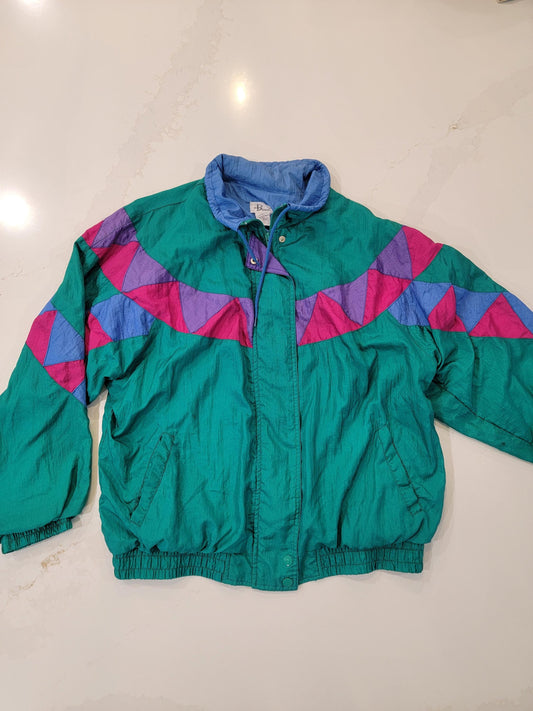 Vintage Women's 80s Bocoo Colorblock Windbreaker Jacket Large