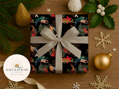 Merry Mermaid Christmas Seamless Pattern