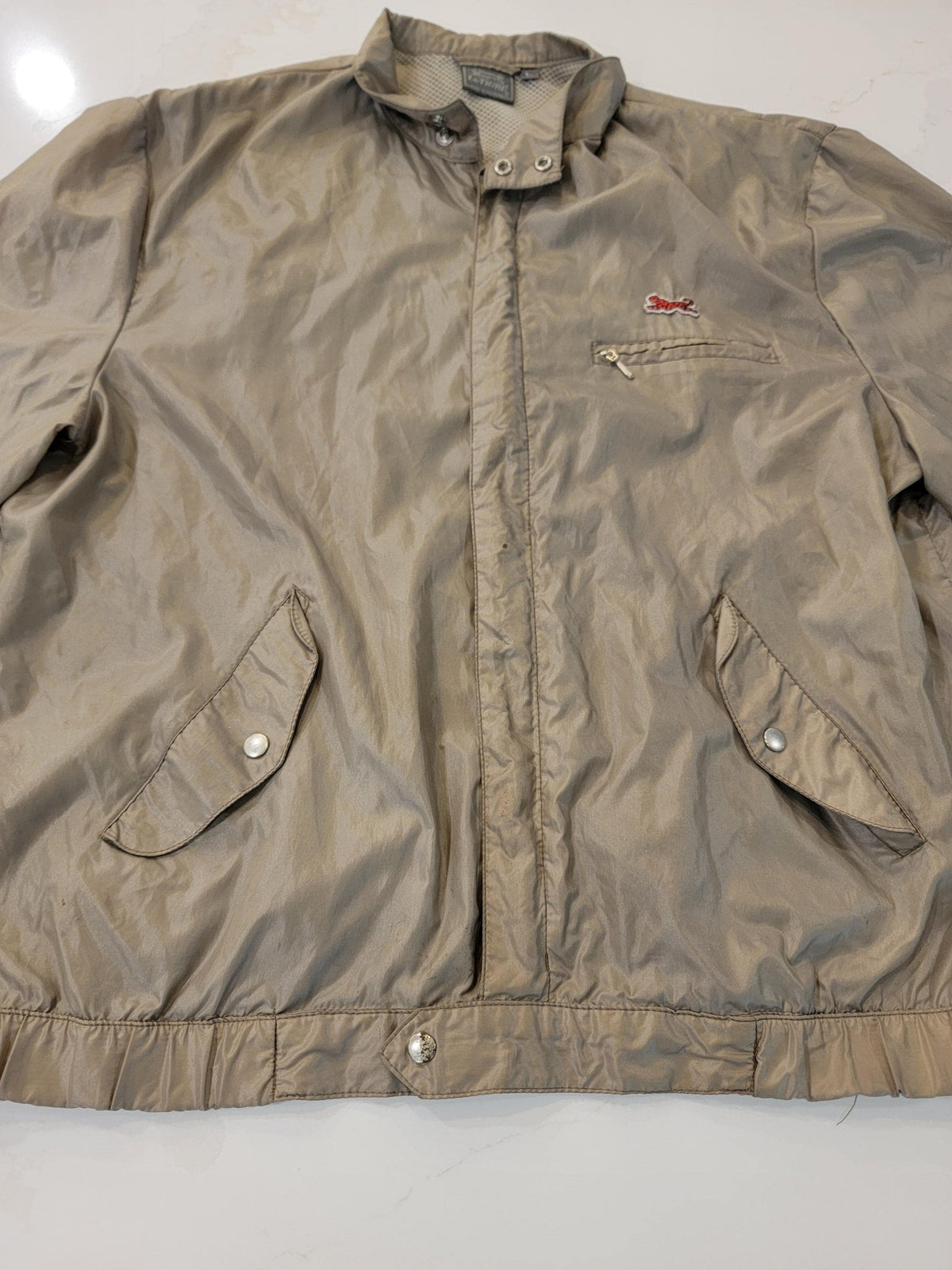 Vintage 1980s Le Tigre Jacket Khaki Windbreaker Mens Large