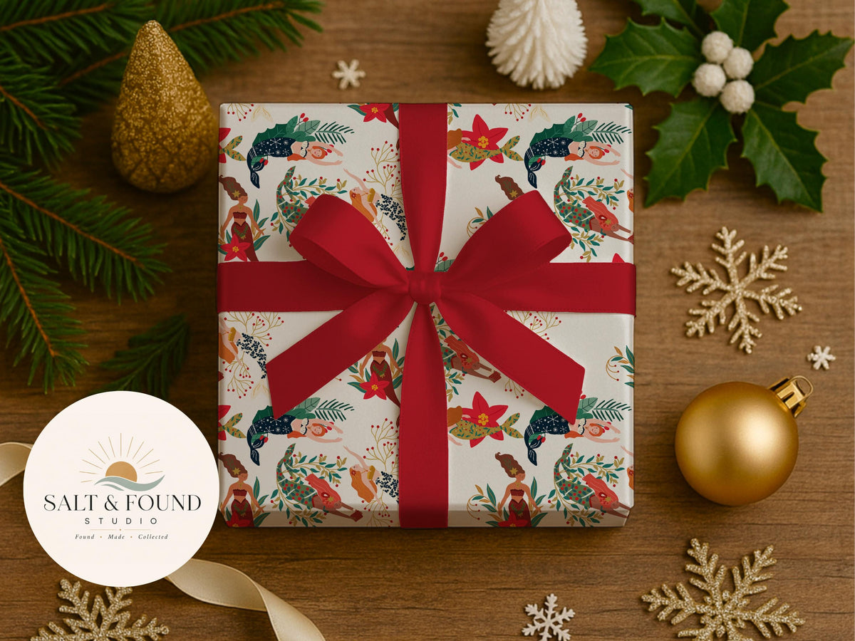 Merry Mermaid Christmas Seamless Pattern