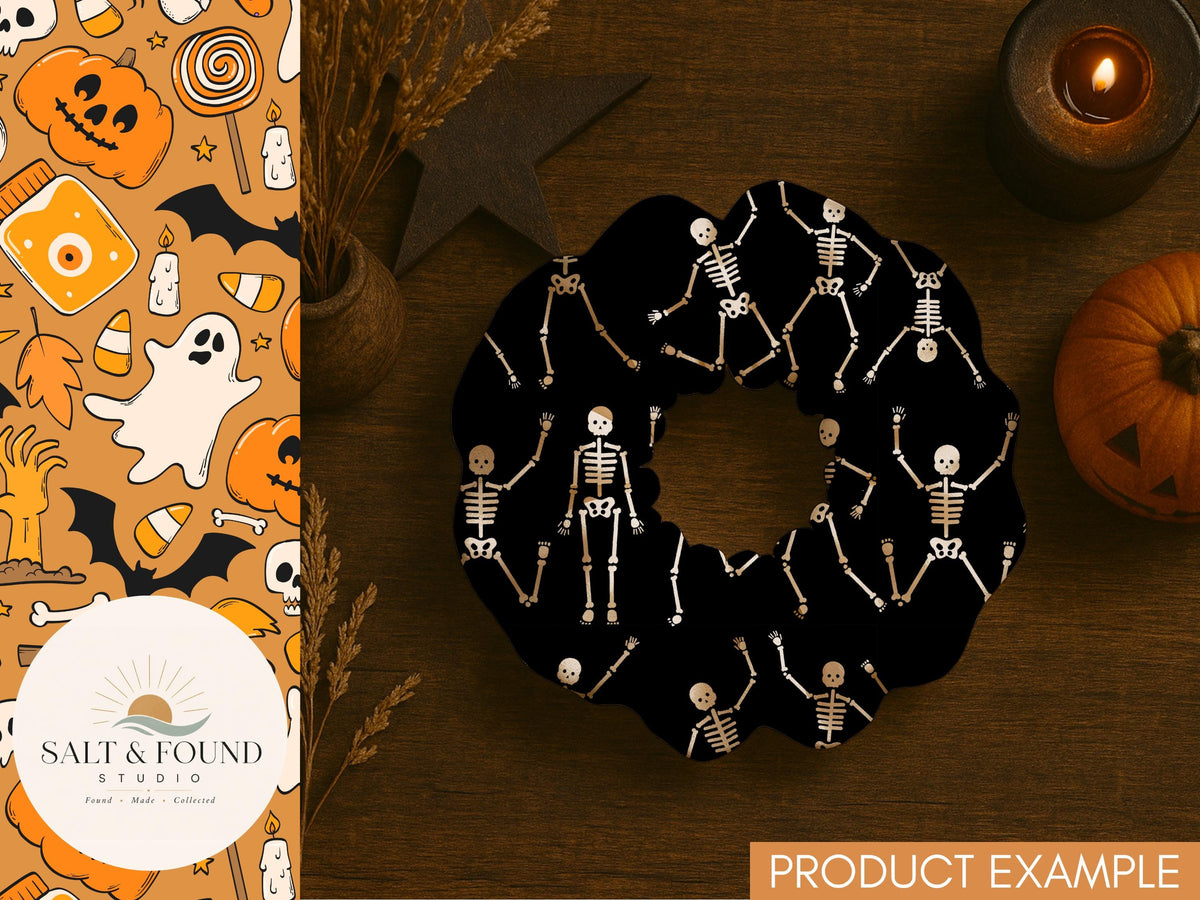 Halloween Skeleton Dance Seamless Pattern