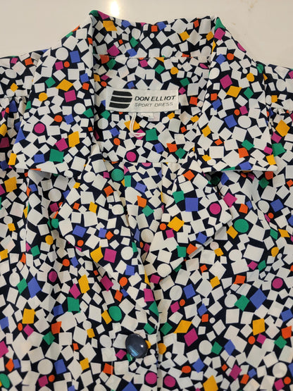 Vintage 1970s Don Elliot Sport Dress Geometric Print