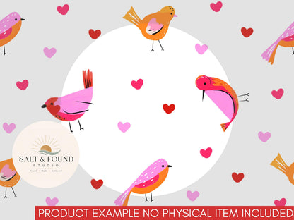 Hand Drawn Bird Heart Seamless Pattern
