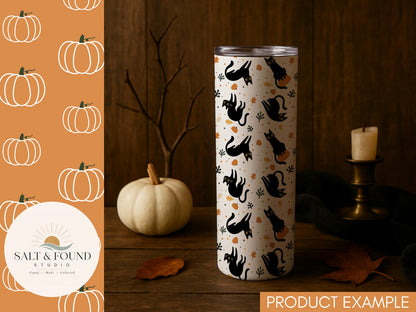 Black Cats & Pumpkins Halloween Seamless Pattern