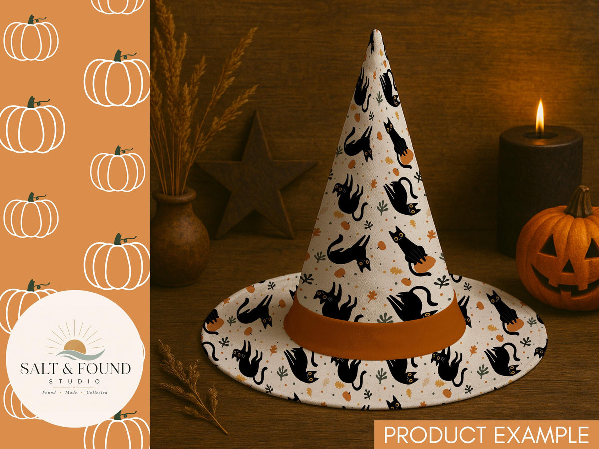 Black Cats & Pumpkins Halloween Seamless Pattern