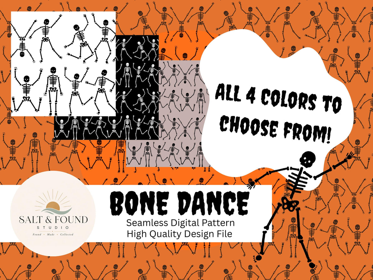 4 Color Halloween Skeleton Dance Seamless Pattern