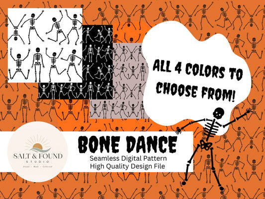 4 Color Halloween Skeleton Dance Seamless Pattern
