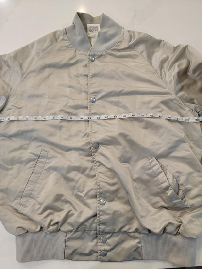 Vintage Bass Fishing Jacket Light Gray Satin Bomber