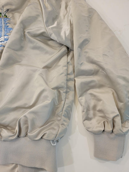 Vintage Bass Fishing Jacket Light Gray Satin Bomber