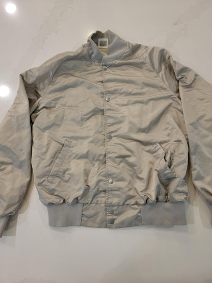 Vintage Bass Fishing Jacket Light Gray Satin Bomber