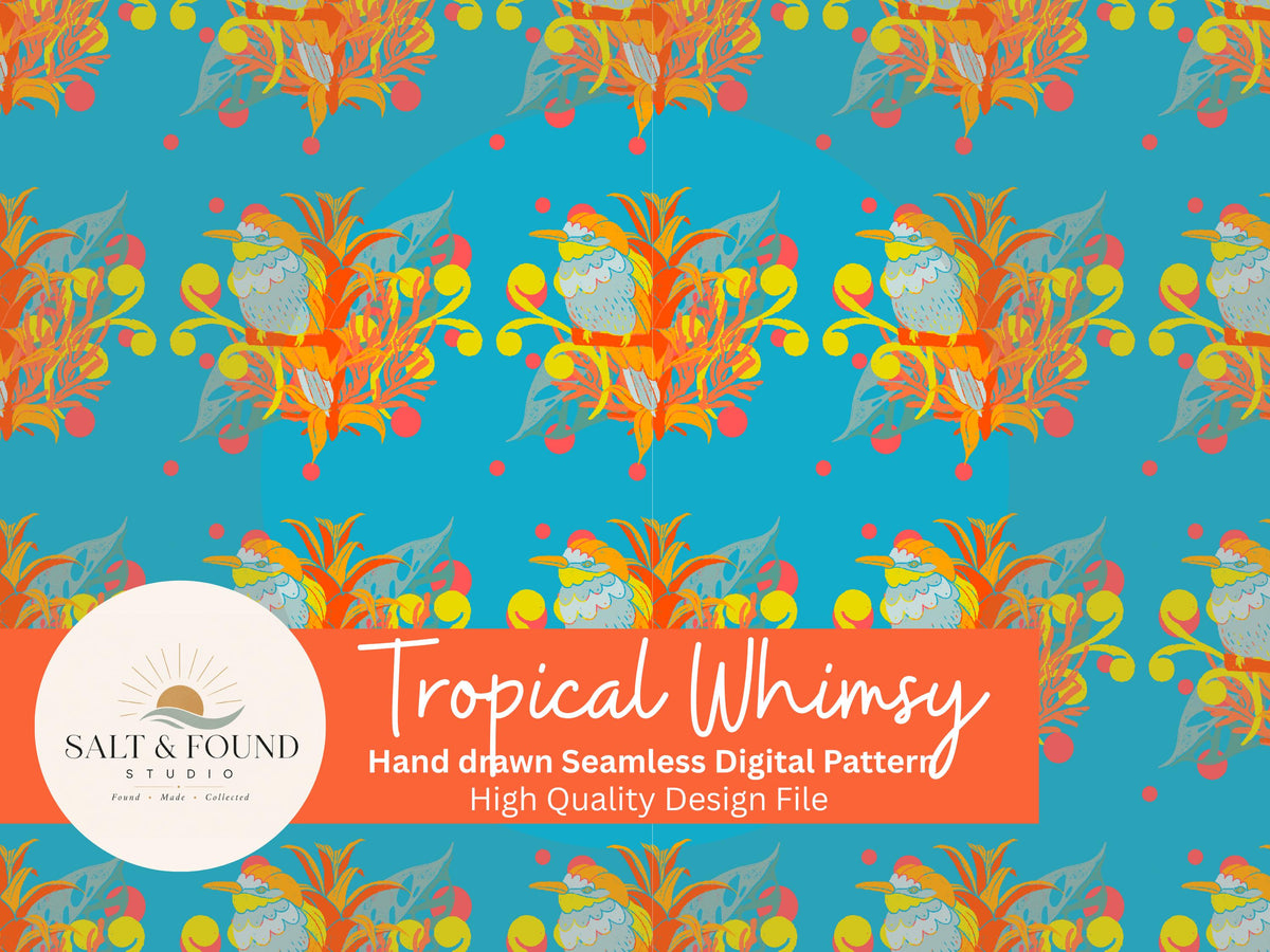 Tropical Whimsy Vibrant Bird Seamless Pattern