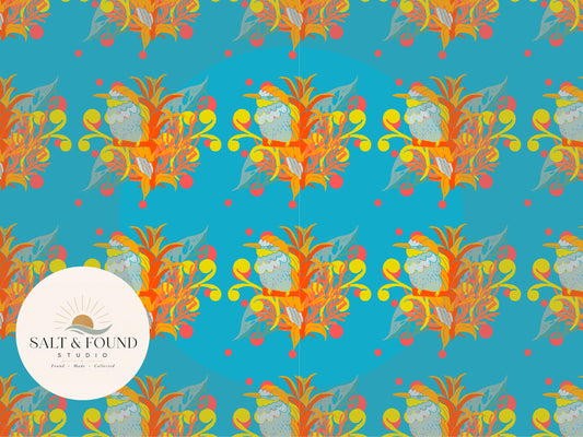 Tropical Whimsy Vibrant Bird Seamless Pattern
