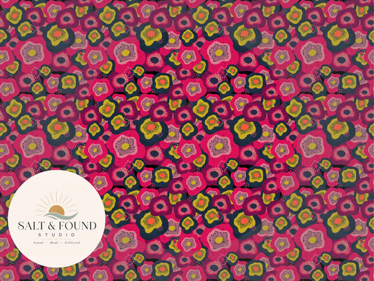 Bloom Pop Whimsical Retro Floral Seamless Pattern