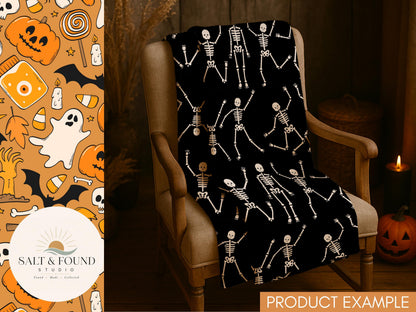 Halloween Skeleton Dance Seamless Pattern