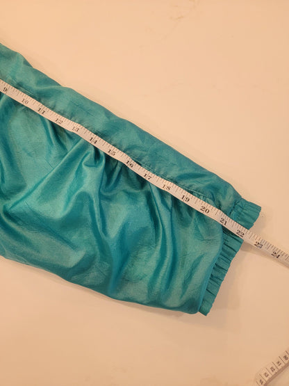 Vintage Top Seed Teal Windbreaker Jacket 80s Crinkle Nylon Shell Coat XL
