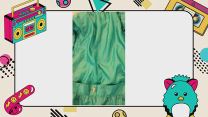 Vintage Top Seed Teal Windbreaker Jacket 80s Crinkle Nylon Shell Coat XL