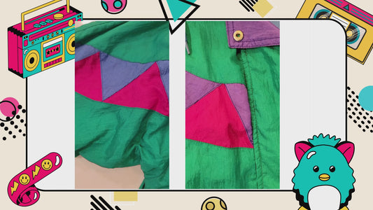 Vintage Women's 80s Bocoo Colorblock Windbreaker Jacket Large