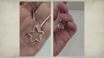 Vintage Costco 14k White Gold Diamond Star Pendant Necklace